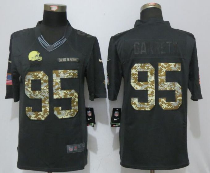 Men Cleveland Browns #95 Garrett Anthracite Nike Salute To Service Limited NFL Jerseys